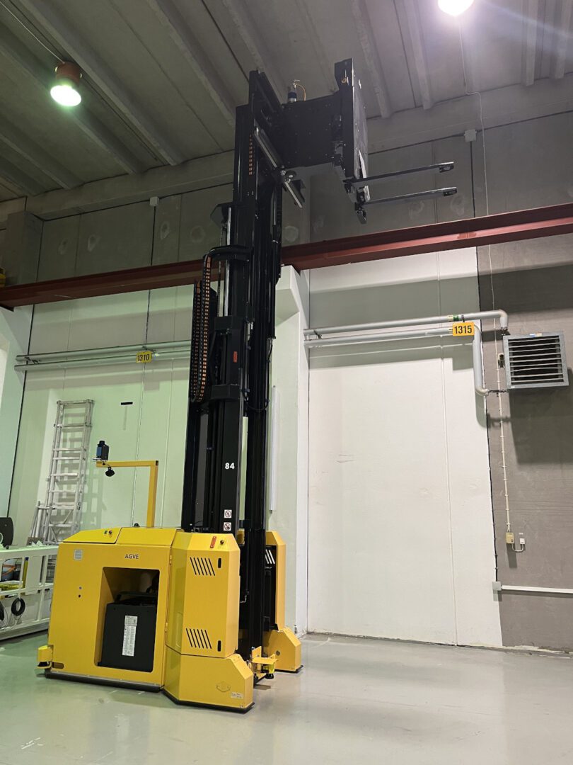 A yellow automated guided vehicle